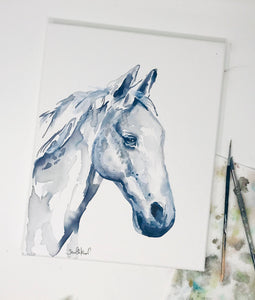 Horse Print, Watercolor Horse Painting, 11x14in Simple Horse Print, Nursery, Home Decor, Minimal Art