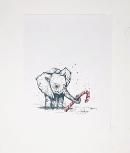 Christmas Collection- Baby Elephant, 11x14 Print, Christmas Decorations