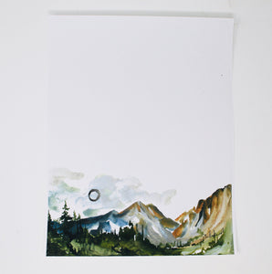 You Add The Words, Or Leave Simple Mountains, 11x14 Art Print, Watercolor Mountians